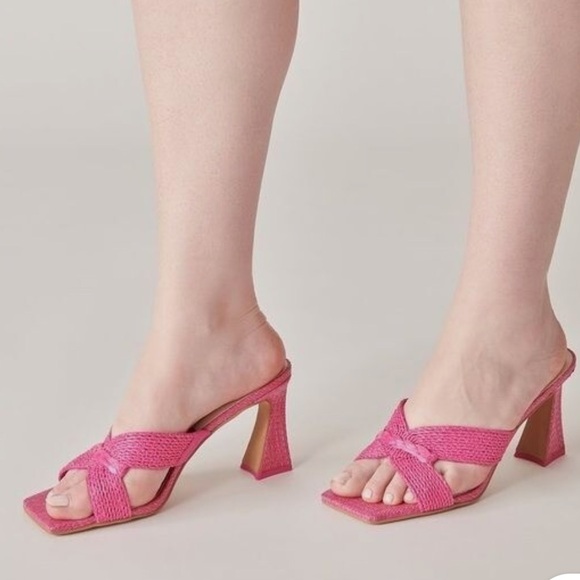 Dolce Vita Cream Woven Heeled Mules - Picture 8 of 9